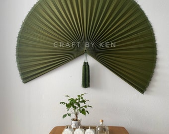Large Bamboo Wall Fan Decor 60 Inch – Oversized Boho Wall Hanging, Japandi Natural Wall Art, Statement Fan Decor for Living Room