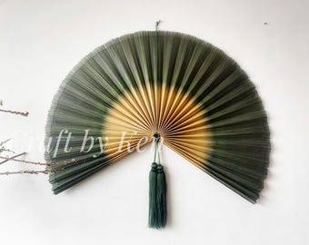 Handmade Bamboo Wall Fan Decor | Rustic Boho Headboard, 43.3 inch