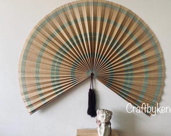 60" Bamboo Fan Headboard | Rustic Farmhouse Wall Decor