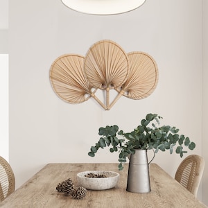 Palm Leaf Hand Fan and Wall Decor Wall Hanging Pendan Fan Boho Woven Home Decor Wall Pediment | Vintage halloween decoration | flower choker