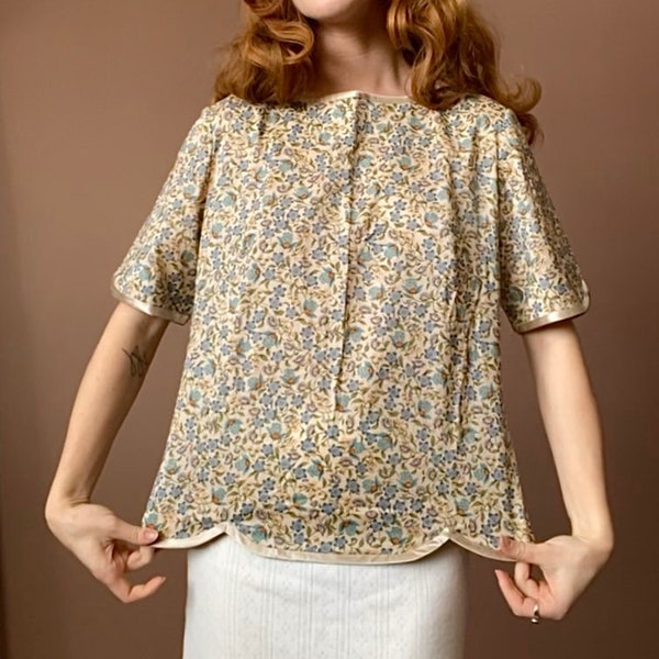 50s / 60s Floral T Shirt Blouse Top