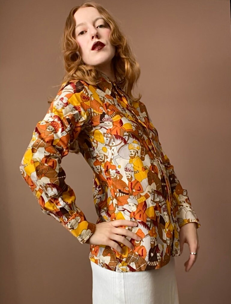 VTG 70S YELLOW UTILITY DAGGER COLLAR BELL SLEEVE SHIRT DRESS W/ POCKETS 8