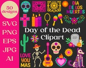 Day of the Dead Clipart, PNG SVG JPG eps ai, Digital, Vectors, Clip Art, Cricut, Dia De Los Muertos, Mexican, Calavera, Guitar, Sugar Skulls