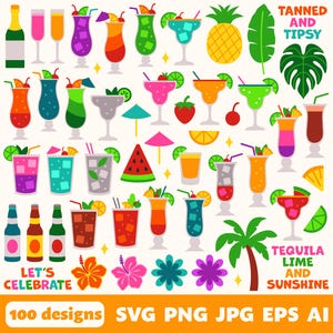 Cocktail Digital Files, SVG PNG JPG, Clipart, Cut Files, Cricut, Summer, Beach, Tropical, Party, Drinks, Alcohol, Spirits, Bar, Beer, Liquor image 5