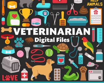 Veterinarian Digital Files, SVG PNG JPG, Clipart, Cut Files, Icons, Cricut, Vet Tech, Animal Hospital, Clinic, Medicine, Medical, Pets