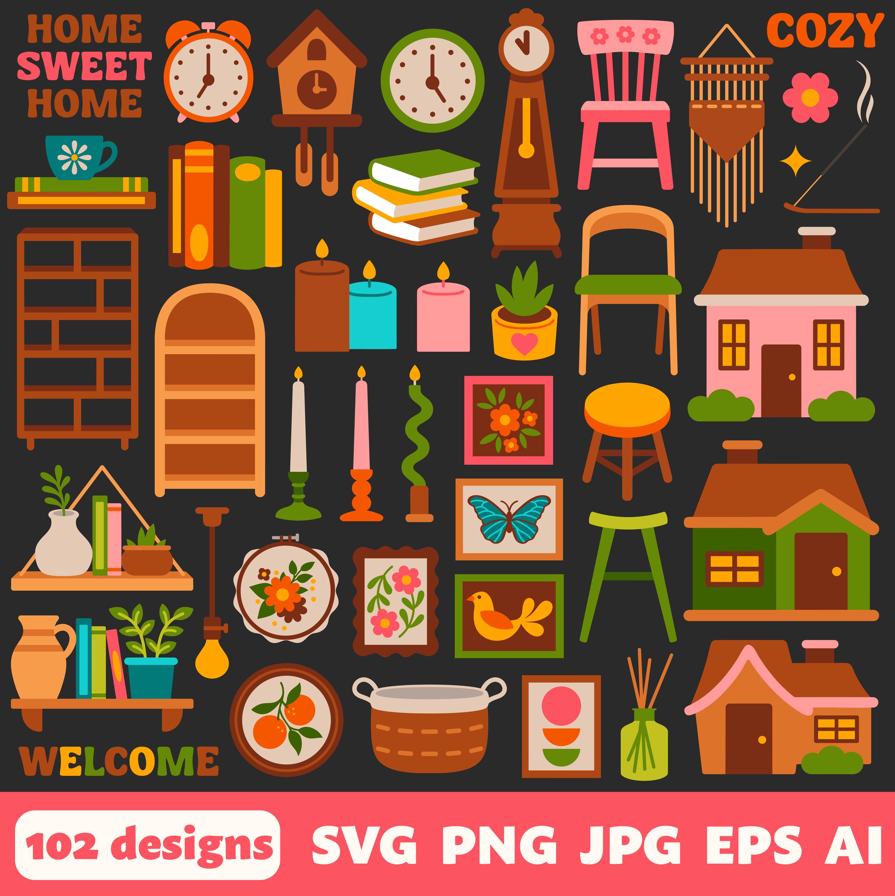 Home Decor Digital Files, SVG PNG JPG, Clipart, Cut Files, Icons ...
