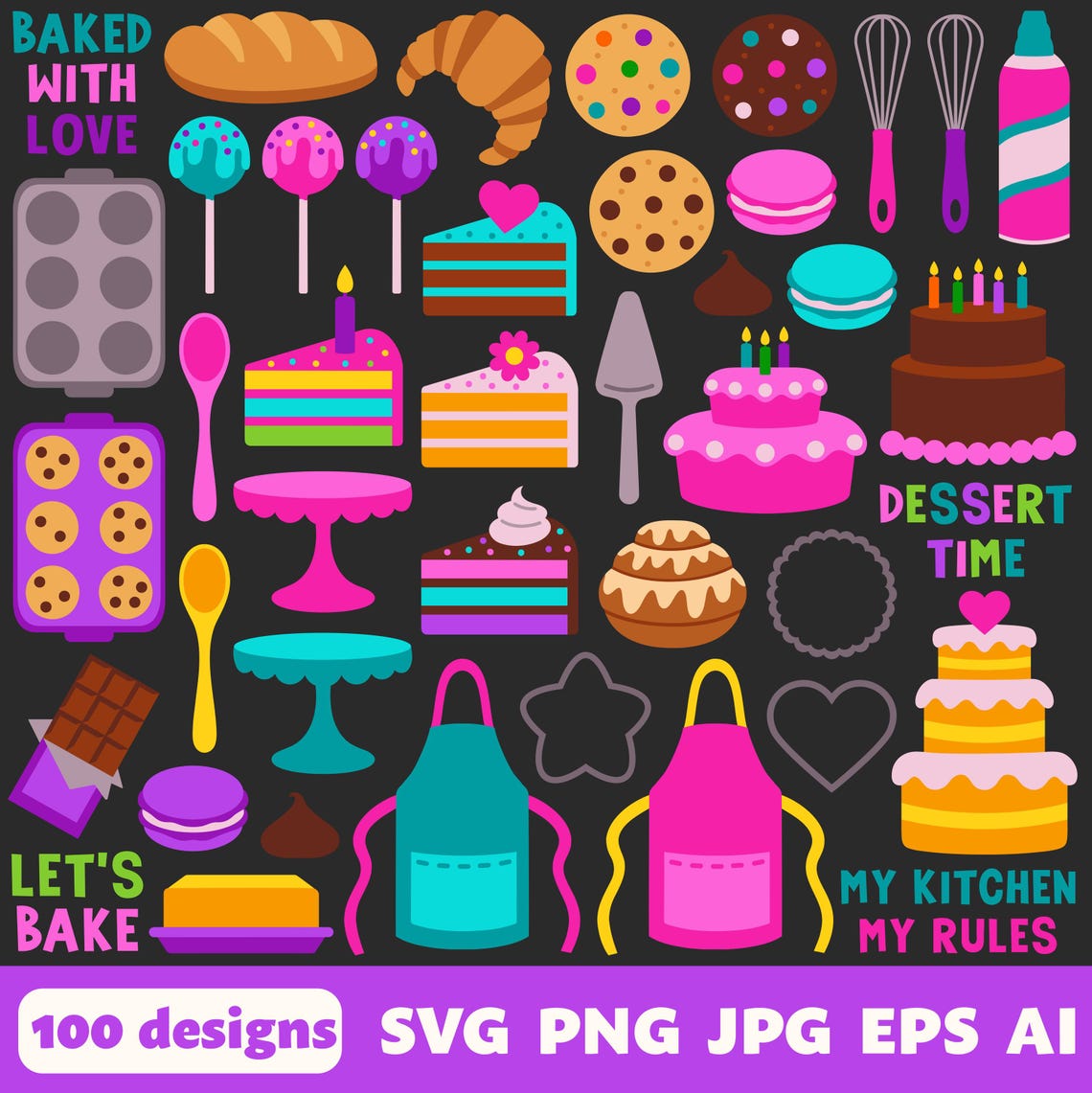 Bakery Digital Files, SVG PNG JPG, Clipart, Cut Files, Printable ...
