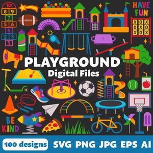 Playground Digital Files, SVG PNG JPG, Clipart, Cut Files, Cricut, School, Elementary, Classroom, Teacher, Lunch, Field Day, Recess, Park