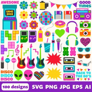 Retro 80s Digital Files, SVG PNG JPG, Clipart, Cut Files, Printable ...