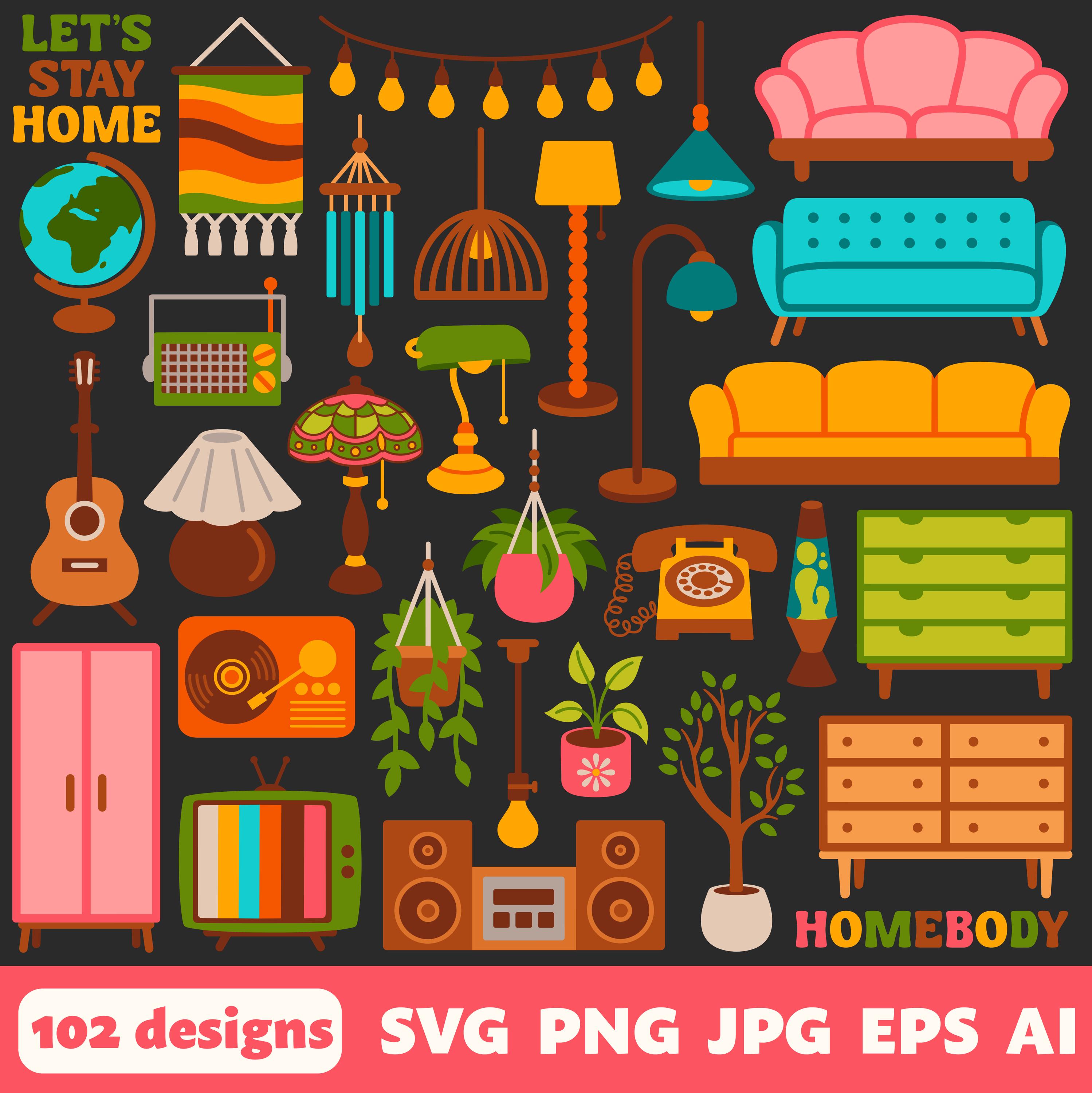 Home Decor Digital Files, SVG PNG JPG, Clipart, Cut Files, Icons ...