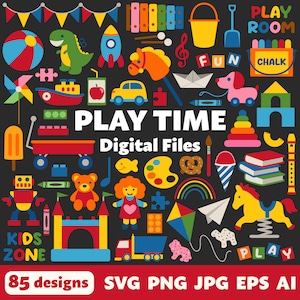 Spielzeit digitale Dateien, SVG PNG JPG, Clipart, Schnittdateien, Cricut, Kinder, Kinder, Basteln, Aussparung, Spielzeug, Vorschule, Grundschule, Schule, Spaß