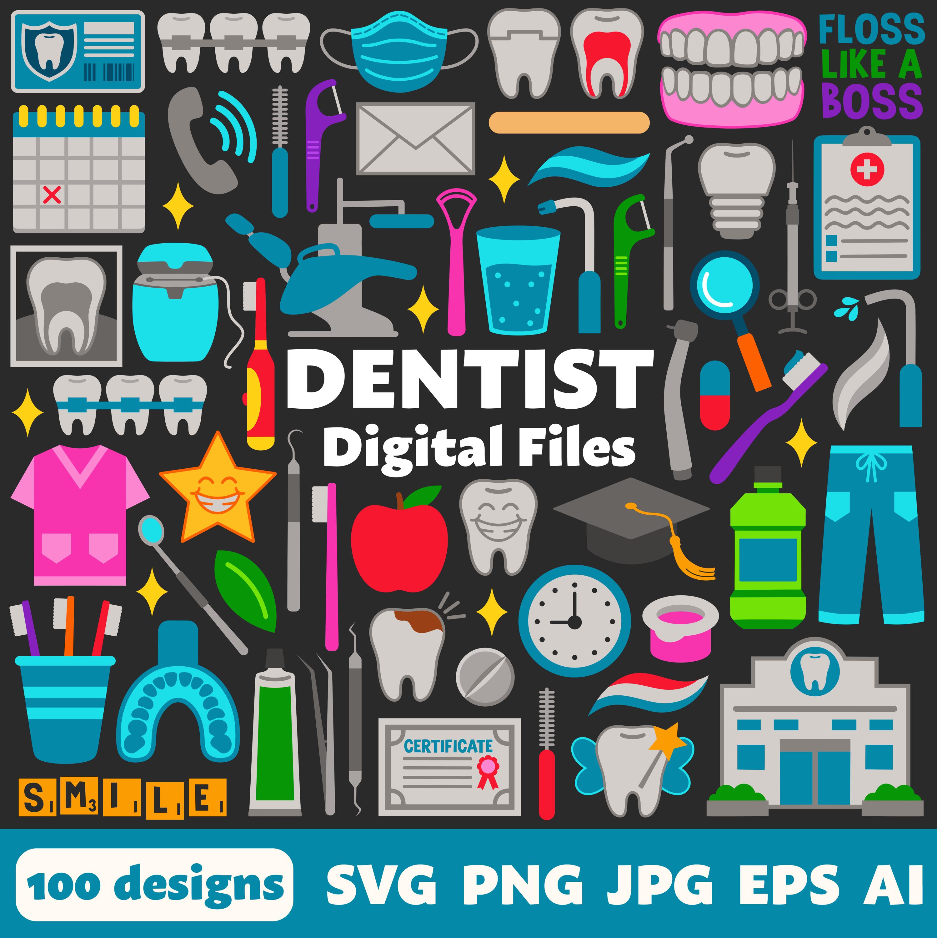 Dentist Digital Files, SVG PNG JPG, Clipart, Cut Files, Cricut, Icons, Dental, Teeth, Dental Assistant, Hygienist, Orthodontist, Healthcare