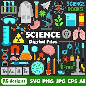 Science Digital Files, SVG PNG JPG, Clipart, Cut Files, Graphics, Cricut, Biology, Chemistry, Stem, Laboratory, Anatomy, Teacher, Scientist