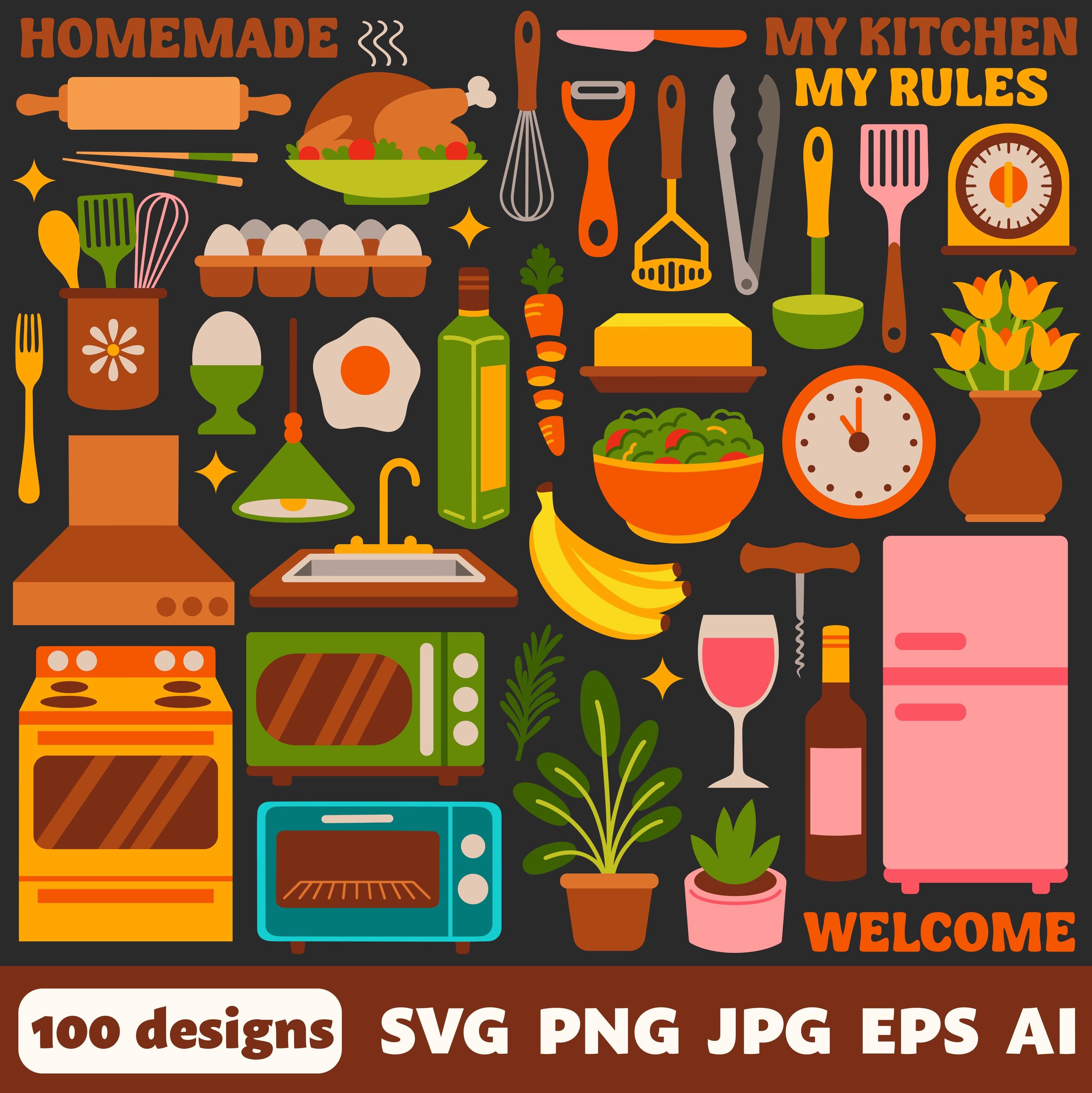 artsy kitchen print, food recipe print, print... Kitchen Digital Files, SVG PNG JPG, Clipart, Cut Files, Cricut ...