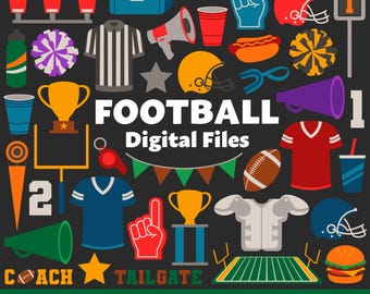 Football Digital Files, SVG PNG JPG, Clipart, Cut Files, Cricut, Sports, Athletics, School, Cheerleader, Super Bowl, Touchdown, Tailgate