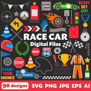 Digitale raceautobestanden, SVG PNG JPG, Clipart, bestanden knippen, Instant Download, Afdrukbaar, Verjaardag jongen, Raceauto, Racing, Grand Prix, Formule 1