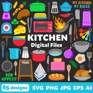 Küche Digitale Dateien, SVG PNG JPG, Clipart, Schnittdateien, Cricut, Printable, Kulinarisch, Kochen, Koch, Koch, Gourmet, Essen, Speisekammer, Bäckerei