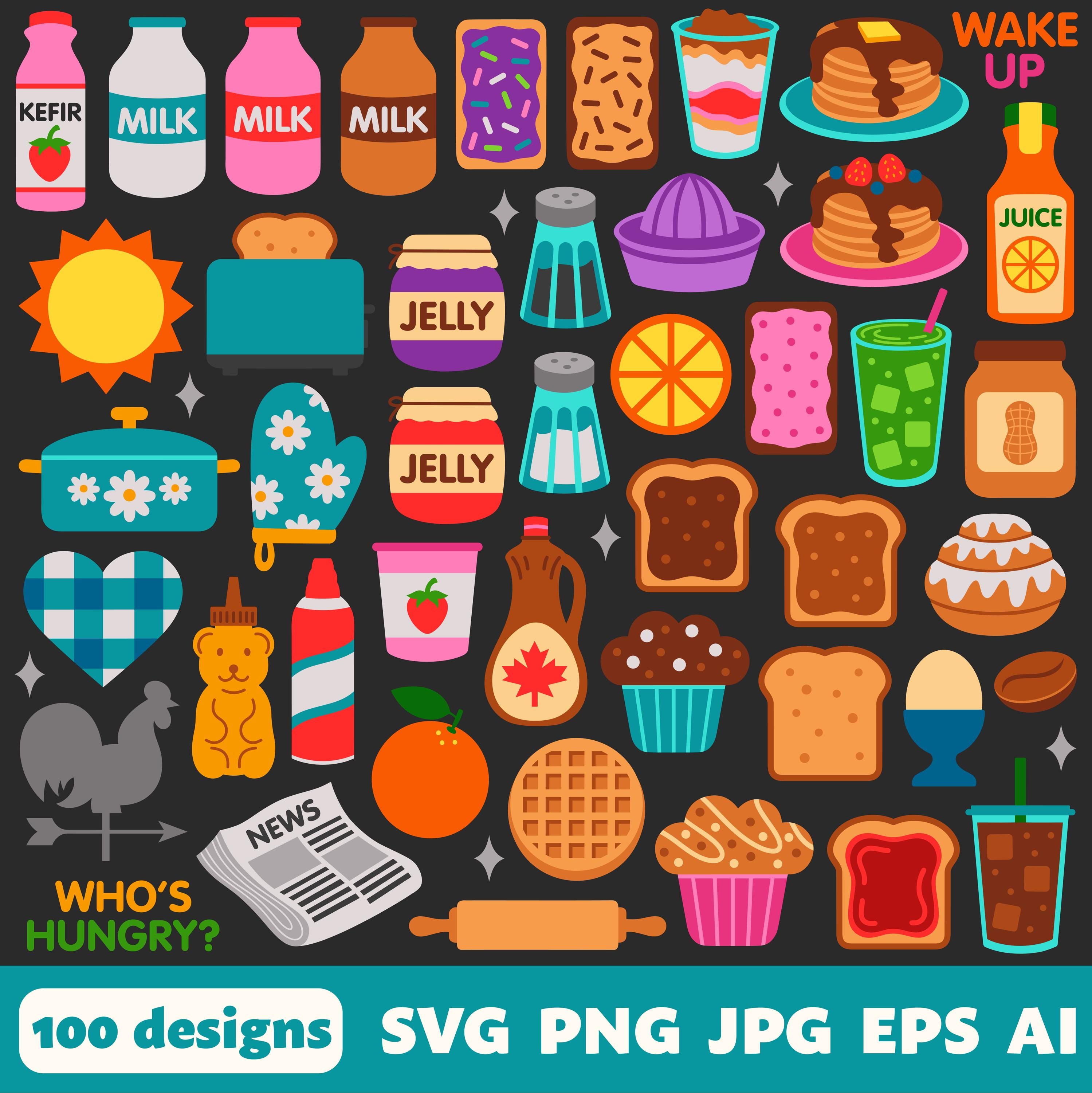 Breakfast Digital Files, SVG PNG JPG, Clipart, Cut Files, Cricut ...