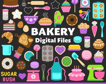Bakery Digital Files, SVG PNG JPG, Clipart, Cut Files, Graphics, Cricut, Icons, Dessert, Donut, Cake, Cupcake, Cookies, Sweets, Baking