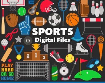Sports Digital Files, SVG PNG JPG, Clipart, Cut Files, Cricut, Gym, Coach, Football, Basketball, Soccer, Golf, Tennis, Volleyball, Athlete