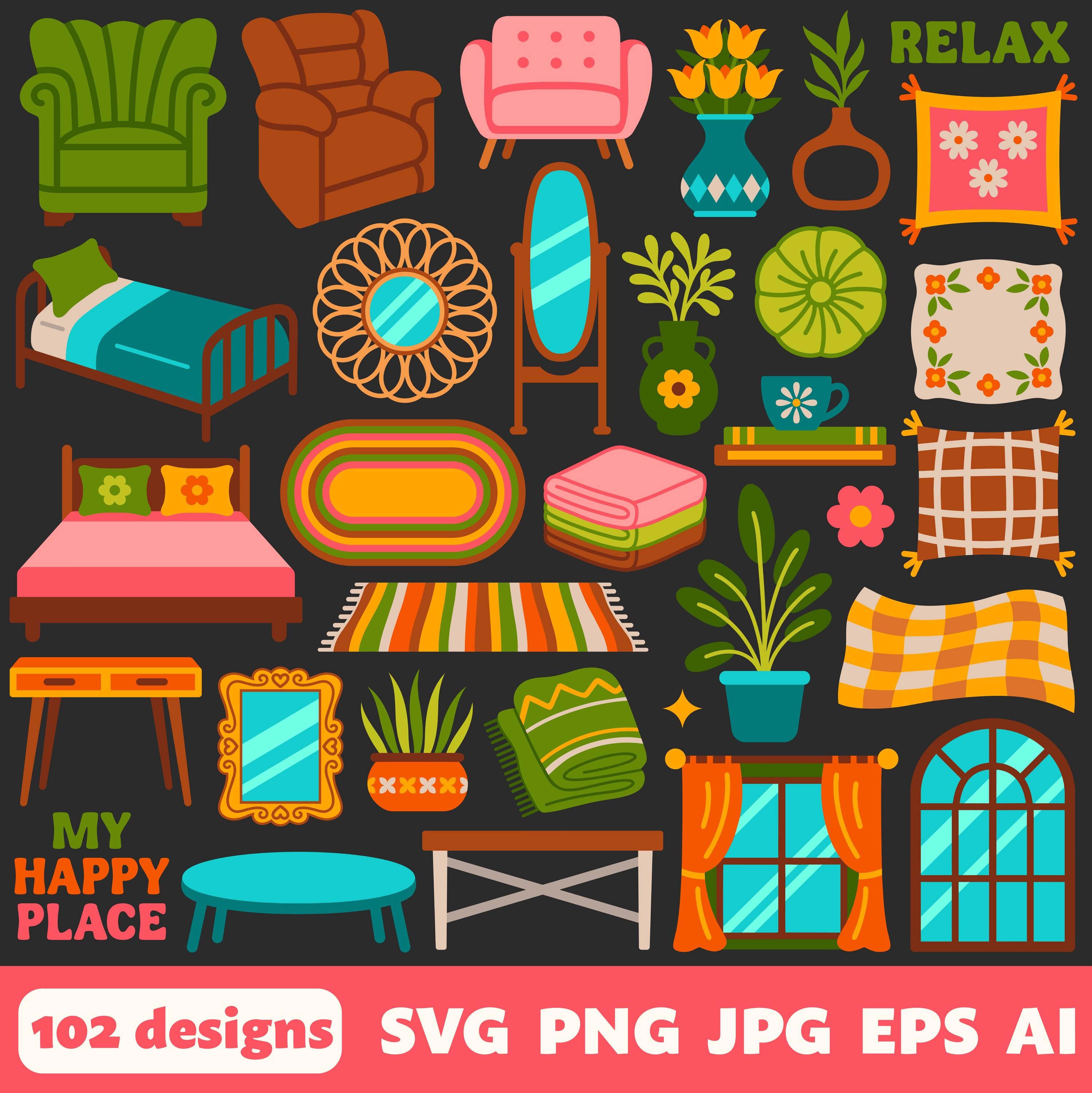 Home Decor Digital Files, SVG PNG JPG, Clipart, Cut Files, Icons ...