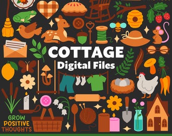 Cottage Digital Files, SVG PNG JPG, Clipart, Cut Files, Printable, Cute, Cottagecore, Hygge, Spring, Flowers, Aesthetic, Cozy, Farm, Garden