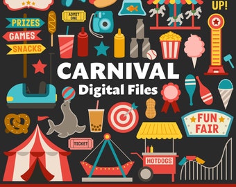 Carnival Digital Files, SVG PNG JPG, Clipart, Cut Files, Cricut, Family, Fun, State Fair, County Fair, Amusement Park, Circus, Carousel