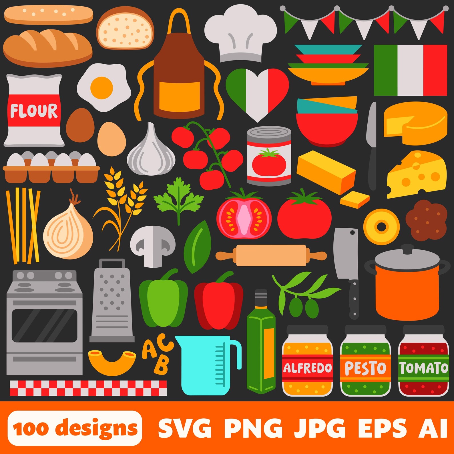 Basic Pasta Svg Pasta Digital Files, SVG PNG JPG, Clipart, Cut Files, Cricut, Graphics ...