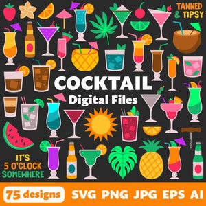 Cocktail File digitali, SVG PNG JPG, Clipart, File tagliati, Cricut, Bevande, Alcol, Estate, Liquori, Spiaggia, Tiki, Luau, Bar, Tropicale, Liquore