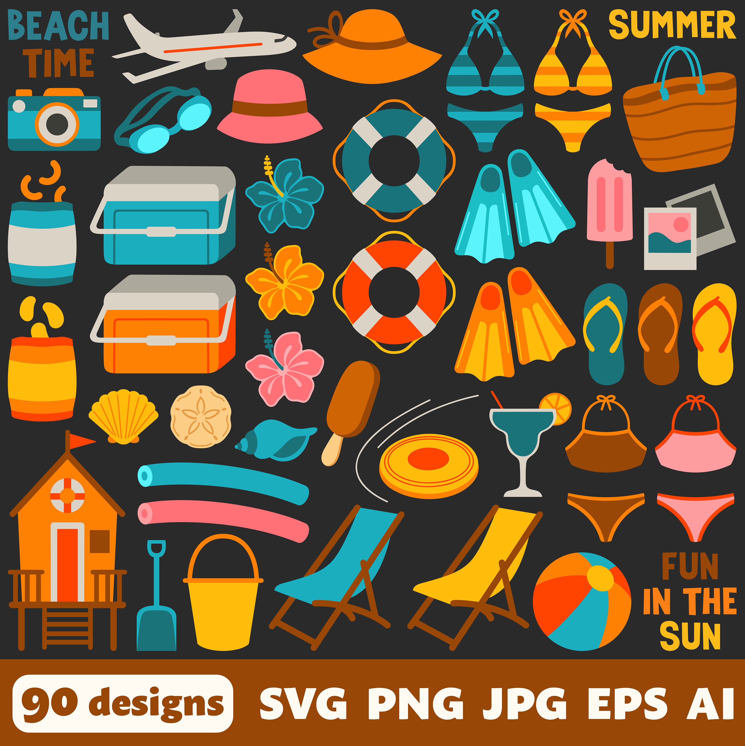 Beach Digital Files, SVG PNG JPG, Clipart, Cut Files, Cricut, Ocean ...