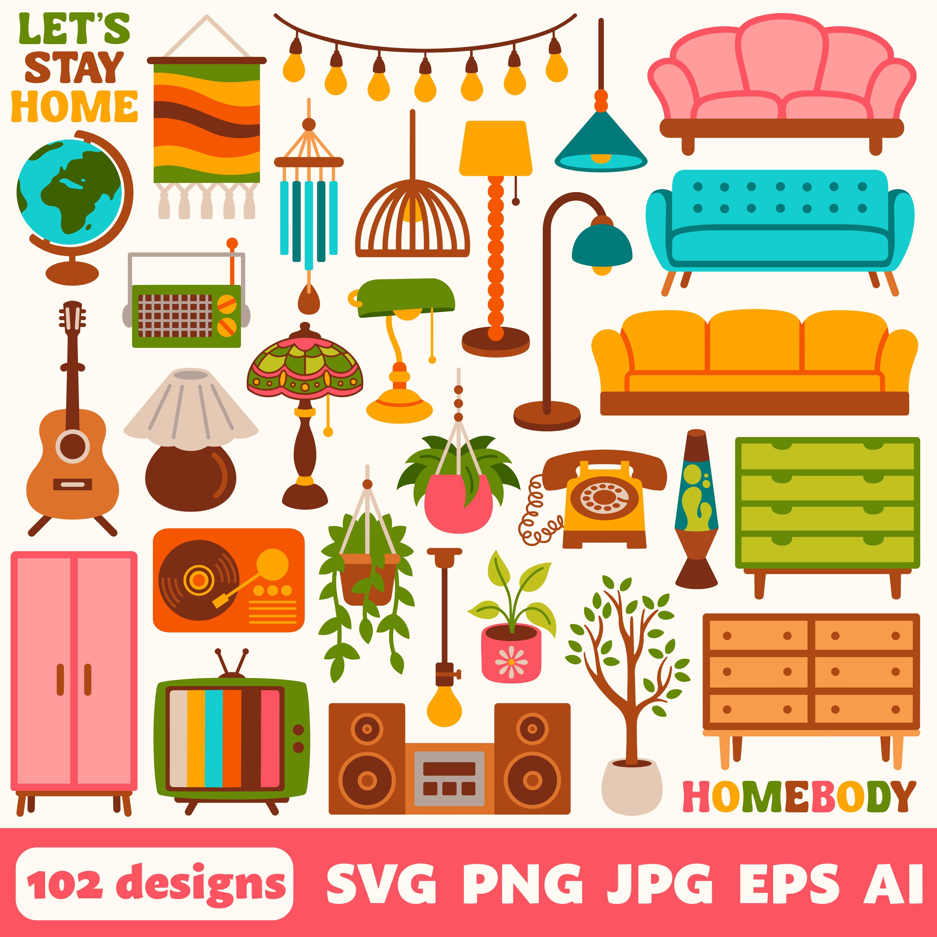 Home Decor Digital Files, SVG PNG JPG, Clipart, Cut Files, Icons ...