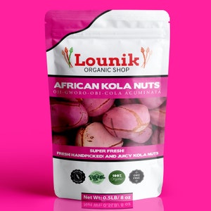 African Kola Nuts-2 Lobes, Super Fresh, Organic & GMO-free- 8 oz