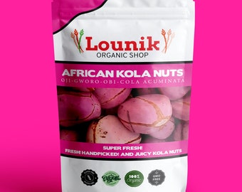 African Kola Nuts-2 Lobes, Super Fresh, Organic & GMO-free- 8 oz