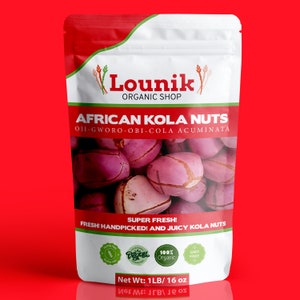 African Kola Nuts-2 Lobes, Super Fresh, Organic & GMO-free- 16oz