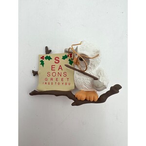 Vintage Hallmark Owl Ornament With Glasses & Scroll Holiday Decor 1987