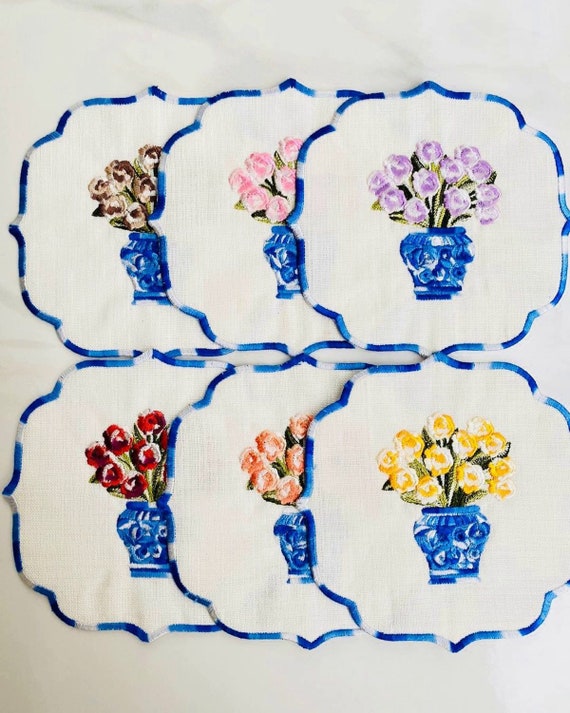 Best Custom Napkins Cotton Cocktail Napkin Embroidered Etsy