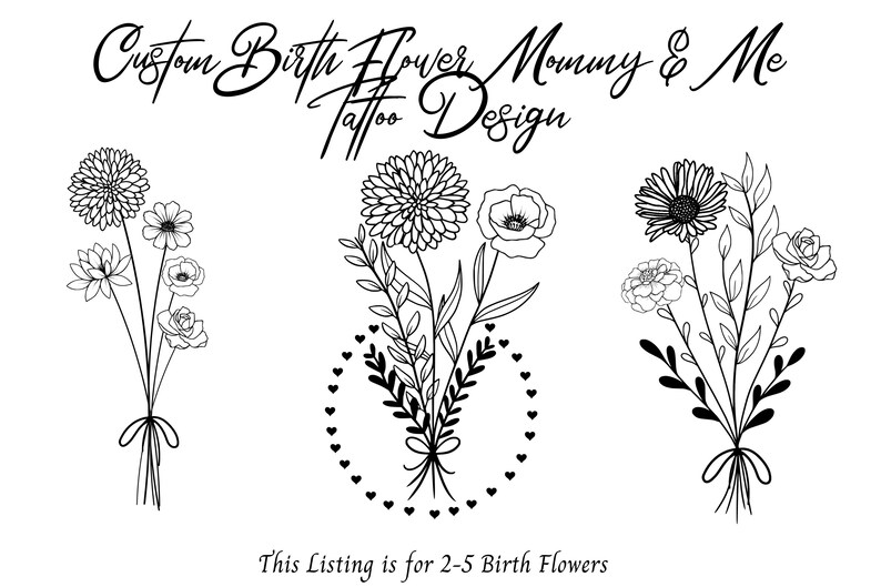 Custom Birth Flower Mommy & Me Tattoo Design - Etsy