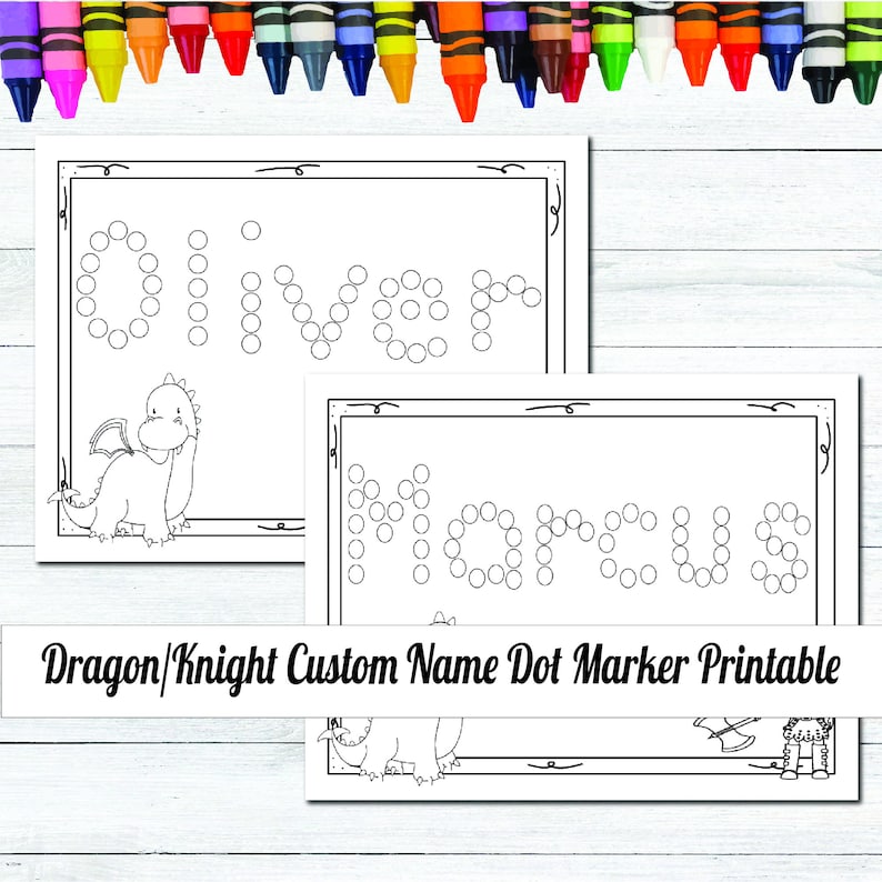 Personalized Dragon Dot Marker Name Activity Custom Name Etsy