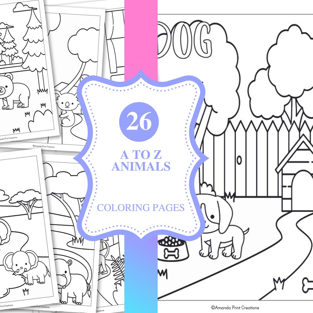AZ Animal Coloring Pages for Kids, Printable Alphabet Coloring Sheets