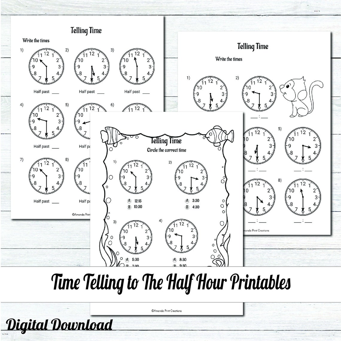 telling-time-to-the-half-hour-worksheets-clock-practice-for-etsy