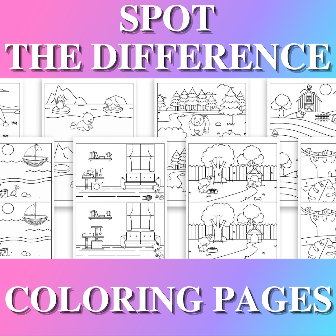 Spot the Difference Coloring Printable Pages for Children - Etsy