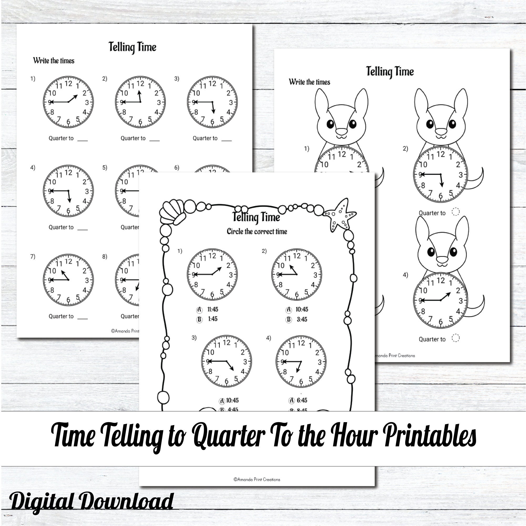 telling-time-quarter-to-hour-worksheets-clock-practice-for-etsy