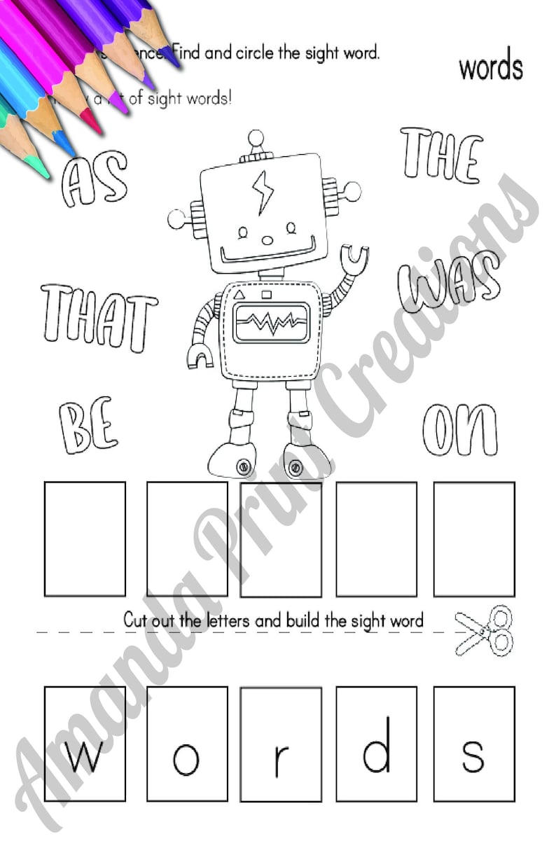 Sight Word Cut and Paste Activity 50 Printable Sight Word - Etsy