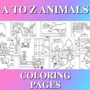 A-Z Animal Coloring Pages for Kids, Printable Alphabet Coloring Sheets, A to Z Animal Printable