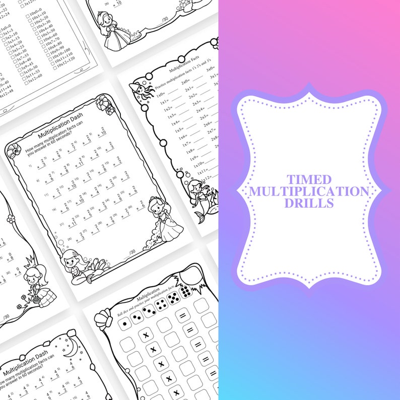 Princess Multiplication Table Multiplication Dash, Multiplication Drills for 2nd Grade ...