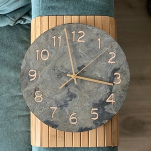 Unique wall "Rustic" clock, round wall clock, Eye catching stone wall clock, perfect gift for home