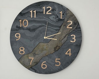 Greyish Slate type stone wall clock,  beautiful decoration, Big size on request, clocks face. wall clock modern, Orologio, silent, wanduhr