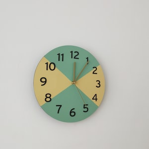 Colourful wall clock with numbers and golden clock hands , unique wall clock, Modern wall clock, home decor, 24 inch clock, 60cm clock