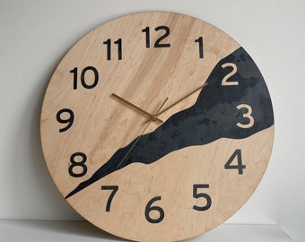 Modern Wall Clock with Numbers Silent Unique Wood Minimalist Wall Clock, 12 inch wall clock, 16 inch wall clock, 20 inch wall clock