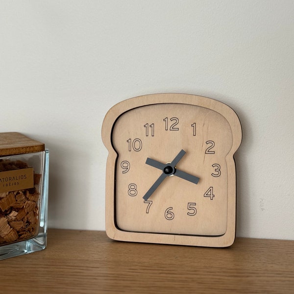 Bread shape table clock , small clock, Unique clock, unique home decorations, unique gift for parents, House warming gift, kitchen clock